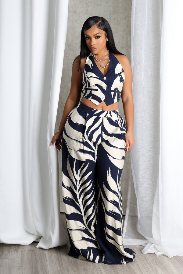 Michiyo Print Button Vest & Pants SET